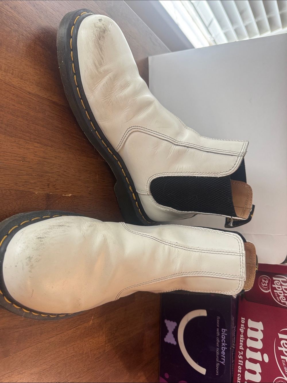 Dr. Martens White & Black Leather Chelsea Ankle Boots